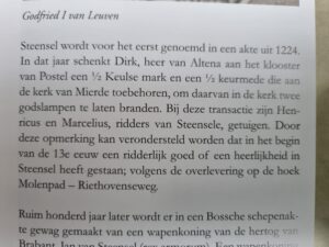 Foto van het document waar Steensel 800 jaar geleden voor het eerst wordt genoemd. 